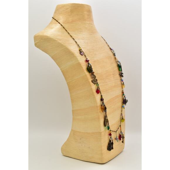 Glass Works Studios Anna Koplik Charm Necklace Heart Horse Brass Signed BinBN - Picture 4 of 12